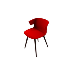Quadrifoglio Chaise coque en plastique COVE avec piètement 4 pieds en bois, rouge