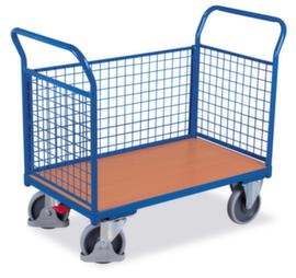 VARIOfit Wagon à trois parois en grille, force 500 kg, plateau longueur x largeur 1030 x 600 mm