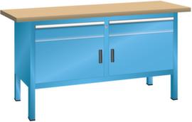 LISTA Établi avec tiroirs et armoires, 2 tiroirs, 2 armoires, RAL 5012 bleu clair/RAL 5012 bleu clair