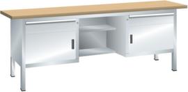 LISTA Établi avec tiroirs et armoires, 2 tiroirs, 2 armoires, RAL7035 gris clair/RAL7035 gris clair