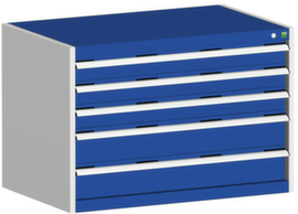 bott Armoire à tiroirs cubio surface de base 1050x750 mm, 5 tiroir(s), RAL7035 gris clair/RAL5010 bleu gentiane