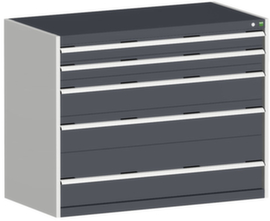 bott Armoire à tiroirs cubio surface de base 1300x650 mm, 5 tiroir(s), RAL7035 gris clair/RAL7016 gris anthracite
