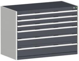bott Armoire à tiroirs cubio surface de base 1300x750 mm, 6 tiroir(s), RAL7035 gris clair/RAL7016 gris anthracite