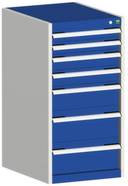 bott Armoire à tiroirs cubio surface de base 525x650 mm, 7 tiroir(s), RAL7035 gris clair/RAL5010 bleu gentiane