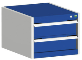 bott Armoire à tiroirs cubio surface de base 525x650 mm, 2 tiroir(s), RAL7035 gris clair/RAL5010 bleu gentiane