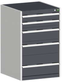 bott Armoire à tiroirs cubio surface de base 650x525 mm, 5 tiroir(s), RAL7035 gris clair/RAL7016 gris anthracite