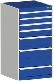 bott Armoire à tiroirs cubio surface de base 650x650 mm, 7 tiroir(s), RAL7035 gris clair/RAL5010 bleu gentiane