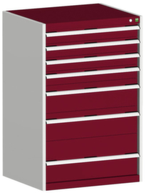 bott Armoire à tiroirs cubio surface de base 800x650 mm, 7 tiroir(s), RAL7035 gris clair/RAL3004 rouge pourpre