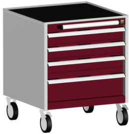 bott Armoire à tiroirs mobile cubio, 4 tiroir(s), RAL7035 gris clair/RAL3004 rouge pourpre