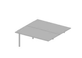 Quadrifoglio Table de rallonge à hauteur réglable Practika pour bureau Bench avec piètement 4 pieds, largeur x profondeur 1600 x 1600 mm, plaque gris