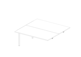 Quadrifoglio Table de rallonge Practika pour bureau Bench avec piètement 4 pieds, largeur x profondeur 1600 x 1600 mm, plaque blanc