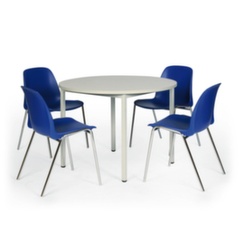 Combinaison table-chaise avec 4 chaises en plastique, finition bleu/gris clair