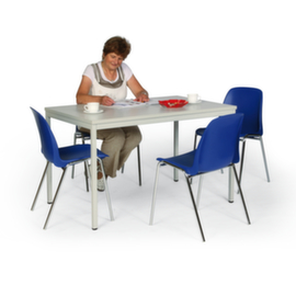 Combinaison table-chaise avec 4 chaises en plastique, finition bleu/gris clair