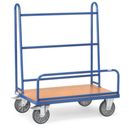 fetra Chariot porte-panneaux avec cadre d'appui pour utilisation unilatérale, force 600 kg, plateau longueur x largeur 1070 x 335 mm