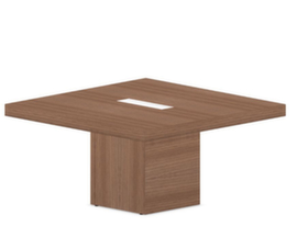 Quadrifoglio Table de conférence T45 avec piètement cubique, largeur x profondeur 1400 x 1400 mm, panneau noyer
