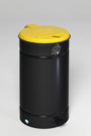 Collecteur de recyclage Euro-Pedal pour sacs de 70 litres, 70 l, RAL7021 gris noir, couvercle jaune