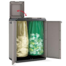 Station de collecte de matières recyclables2x110 lHxlxP 850x680x390 mmcorps PP gris/noir2 couvercles en PP gris