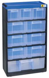 Allit bloc à tiroirs extra stable VarioPlus Pro 53/21, 10 tiroir(s), noir/bleu/blanc translucide