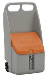 Cemo Bac pour produits d'épandage mobile Go-Box70 lHxLxl 1070x590x390 mmPEgriscouvercle orange2 roues