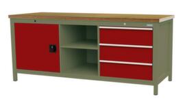 Bedrunka + Hirth Établi, 3 tiroirs, 1 armoire. 2 tablettes