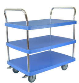 chariot pour l'alimentaire en plastique, force 150 kg, 3 plateaux