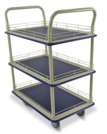 chariot à étagères grillagé, force 200 kg, 3 plateaux