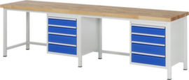 RAU Établi à hauteur réglable Serie 8000, 8 tiroirs, RAL7035 gris clair/RAL5010 bleu gentiane