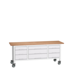 bott Bloc établi mobile verso, 9 tiroirs, RAL7035 gris clair/RAL7035 gris clair