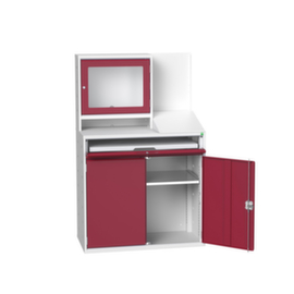 bott armoire informatique verso avec compartiment écran, RAL7035 gris clair/RAL3004 rouge pourpre