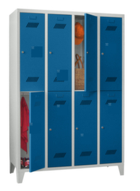 PAVOY Armoire vestiaire à deux niveaux Basis avec 4x2 compartiments, largeur de compartiment 400 mm