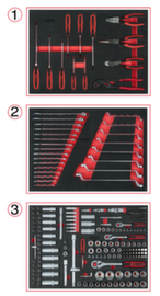 KS Tools Système universel d'insertion pour 3 tiroirs avec 215 outils de qualité supérieure