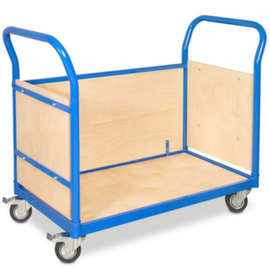 Chariot à trois ridelles, force 250 kg, plateau longueur x largeur 945 x 445 mm