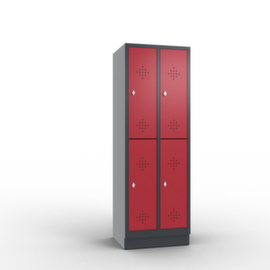 C+P Armoire vestiaire à deux niveaux Classic avec 2x2 compartiments avec rosaces d'aération, largeur de compartiment 300 mm