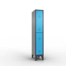 C+P Armoire vestiaire à deux niveaux Classic avec 1x2 compartiments avec rosaces d'aération, largeur de compartiment 300 mm