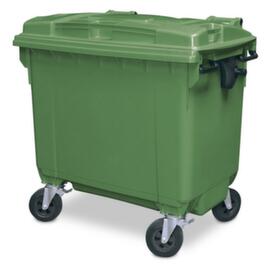 benne à ordures avec couvercle à charnière, 660 l, vert