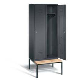 C+P Armoire vestiaire avec banc Classic avec 2 compartiments, largeur de compartiment 400 mm