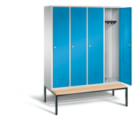C+P Armoire vestiaire avec banc Classic avec 4 compartiments, largeur de compartiment 400 mm