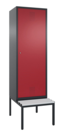 C+P Armoire vestiaire Evolo avec banc intégré + 2 compartiments avec 1 porte, largeur de compartiment 300 mm
