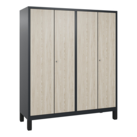 C+P Armoire vestiaire Evolo avec portes déco - 4 compartiments - dont 2 verrouillables ensemble, largeur de compartiment 400 mm