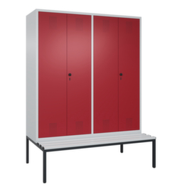 C+P Armoire vestiaire Evolo avec banc intégré + 4 compartiments dont 2 verrouillables ensemble, largeur de compartiment 1600 mm