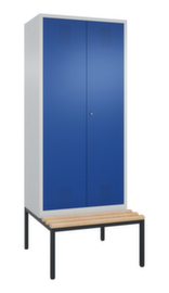 C+P Armoire vestiaire Evolo avec banc intégré + 2 compartiments verrouillables ensemble, largeur de compartiment 400 mm