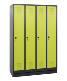 C+P Armoire vestiaire Evolo avec 4 compartiments - portes avec perforation décorative, largeur de compartiment 300 mm