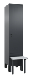 C+P Vestiaire Evolo avec banc à l'avant + 1 compartiment, largeur de compartiment 400 mm