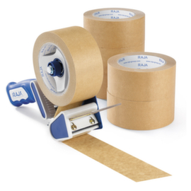 Raja kit dévidoir escargot avec ruban d’emballage papier, longueur x largeur 50 m x 50 mm