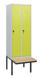 C+P Armoire vestiaire Classic Plus avec banc, largeur de compartiment 300 mm