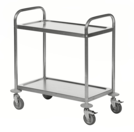 Chariot pour l'alimentaire en acier inoxydable, force 100 kg, 2 plateaux