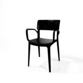 VEBA Chaise empilable Essentials Wing avec accoudoirs, assise noir, piètement 4 pieds