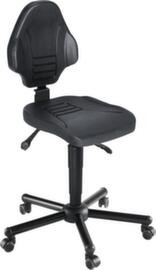 meychair Siège d'atelier pivotant Workster Pro W13 avec assise inclinable, assise mousse PU noir, avec 5 roulettes pivotantes