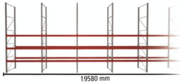 META Rayonnage à palettes MULTIPAL pour 84 palettes, largeur 19580 mm, 4 niveaux de stockage