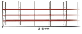 META Rayonnage à palettes MULTIPAL pour 72 palettes, largeur 25150 mm, 4 niveaux de stockage